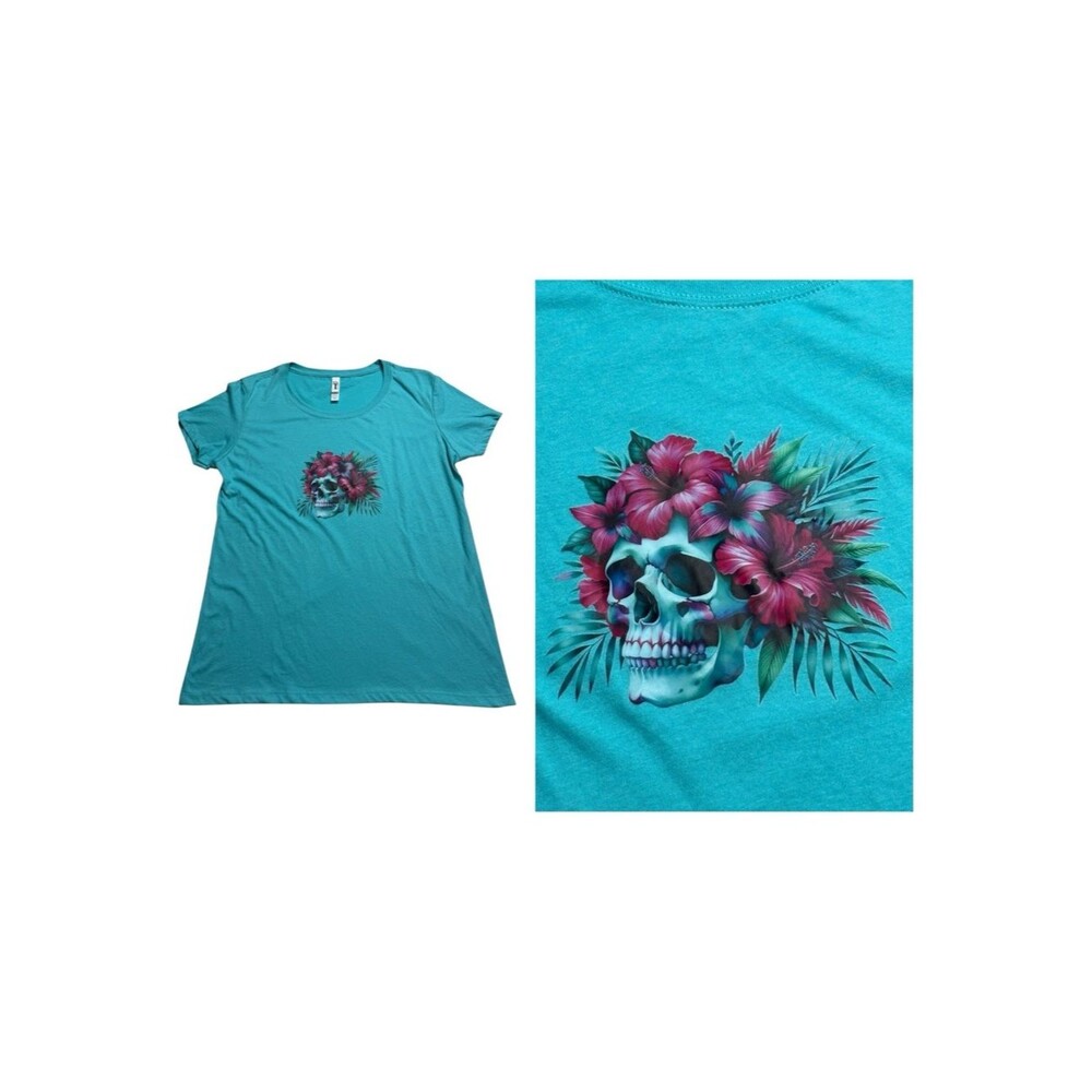 Next Level Ideal T Tropical Hibiscus Skull Tee Shirt Women’s Sz XXL